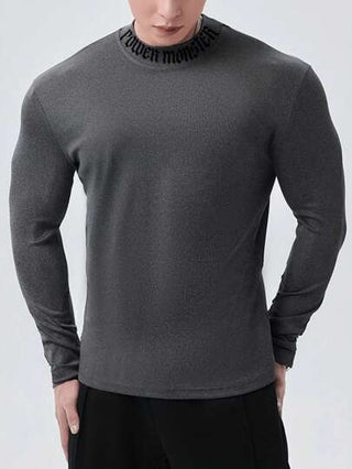 Manfinity Sport Corelite تي شيرت رياضي بأكمام طويلة للرجال , بلون سادة بسيط للاستخدام اليومي