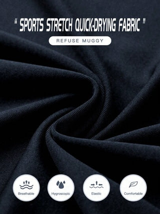 Manfinity Sport Corelite تي شيرت رياضي أكمام طويلة بخصر ضيق بطبعة مبهرة للرجال على طراز صديق