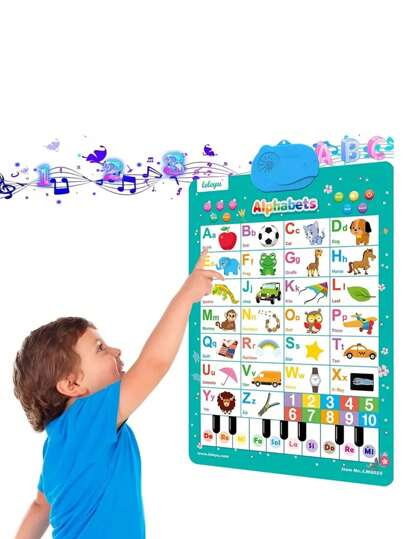 1 قطعة ملصق ABC تفاعلي متحدث - جدارية تعليمية لتعلم اللغة الإنجليزية، نطق واضح - تعزيز القدرات المعرفية