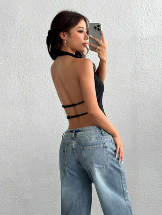 EZwear سترة بلا أكمام من نوع خفيف بلون واحد مع أزرار كبس للنساء