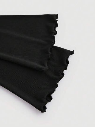 فساتين حريمي MOD فستان سهرة نسائي أسود بياقة عالية متناسق ذو أكمام طويلة وذيل كريمة إلى الركبة