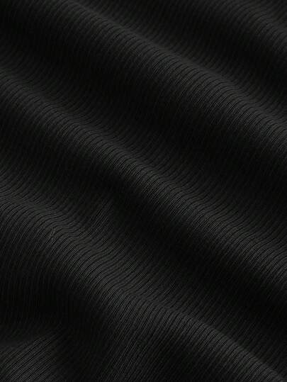 فساتين حريمي MOD فستان سهرة نسائي أسود بياقة عالية متناسق ذو أكمام طويلة وذيل كريمة إلى الركبة