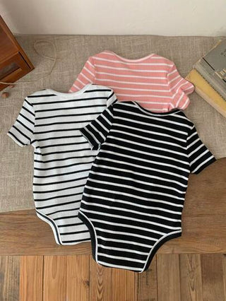 3 قطع / مجموعة بيبي بنات صغيرات مضلعة مجموعة جميلة بأكمام قصيرة للخريف/الصيف