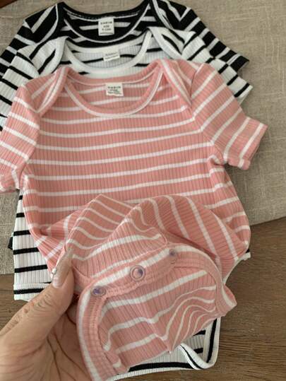 3 قطع / مجموعة بيبي بنات صغيرات مضلعة مجموعة جميلة بأكمام قصيرة للخريف/الصيف