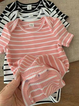 3 قطع / مجموعة بيبي بنات صغيرات مضلعة مجموعة جميلة بأكمام قصيرة للخريف/الصيف