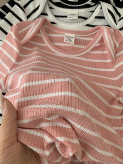 3 قطع / مجموعة بيبي بنات صغيرات مضلعة مجموعة جميلة بأكمام قصيرة للخريف/الصيف