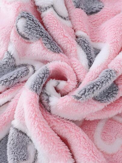 بيجاما بيجامة نوم فتيات من نمط قلب كبير الحجم بجيب كنغر دافئ، خريف/شتاء