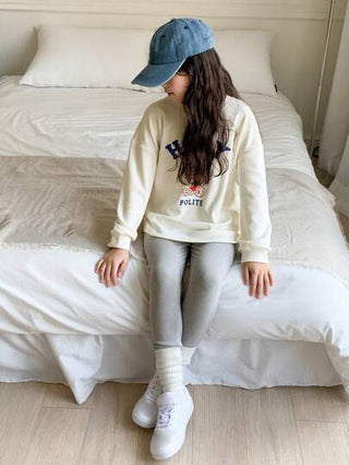 girls-sets DAZY طقم من قطعتين للفتيات المراهقات، تيشرت ملون منسوج بياقة دائرية و روب على طراز الموسم الخريفي