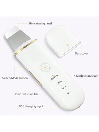 أداة تنظيف البشرة بالموجات فوق الصوتية - قابلة لإعادة الشحن عبر USB، أداة إزالة الرؤوس السوداء بالاهتزاز، أداة تنظيف الوجه ومحسن البشرة، أداة عناية بالبشرة بسعر معقول، تشمل رأسين من السيليكون