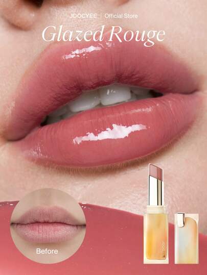 JOOCYEE أحمر الشفاه المرطب الرائع باللون الوردي الرمادي (Glazed Rouge 523) للعناية بالشفاه المرطبة والترطيب والملئ الطويل الأمد والذي لا يترك أثرًا على الشفاه
