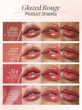 JOOCYEE أحمر الشفاه المرطب الرائع باللون الوردي الرمادي (Glazed Rouge 523) للعناية بالشفاه المرطبة والترطيب والملئ الطويل الأمد والذي لا يترك أثرًا على الشفاه