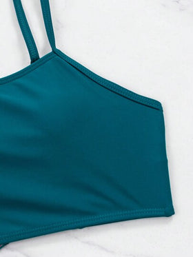 SHEIN Swim ملابس سباحة من السترة الراكبة بلون واحد والشورت المطبع بالزهور وغطاء صيفي للمرأة