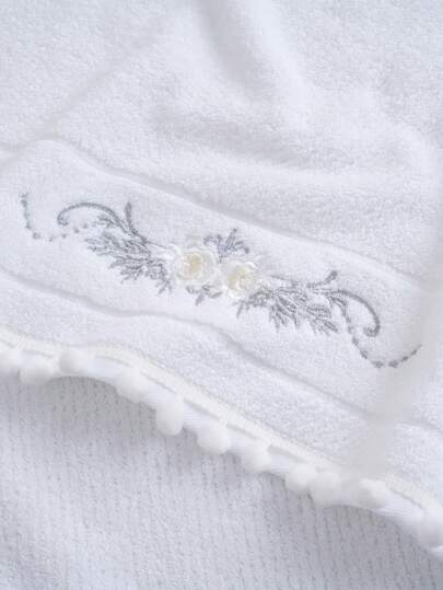QIBHI 1/2/3 قطعة منشفة حمام أو منشفة وجه مطرزة بالدانتيل، منشفة حمام/وجه مطرزة للأزواج، ماصة وناعمة، ديكور منزلي للعودة إلى المدرسة لصالون التجميل والحمام والاستحمام، منشفة للصالون والفندق والرياضة، ضروريات المنزل، منشفة، منشفة استحمام للعناية بالبشرة