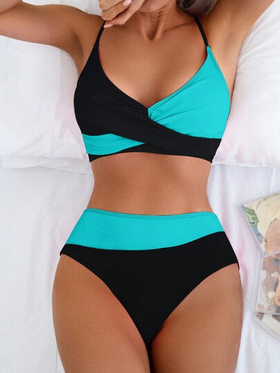 SHEIN Swim ملابس سباحة كاجوال وعصرية من قطعتين ، مناسبة للاستخدام اليومي في الصيف