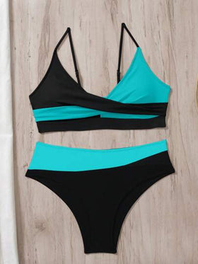 SHEIN Swim ملابس سباحة كاجوال وعصرية من قطعتين ، مناسبة للاستخدام اليومي في الصيف