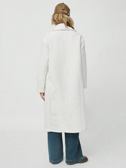 EZwear معطف أبيض نعومي للنساء