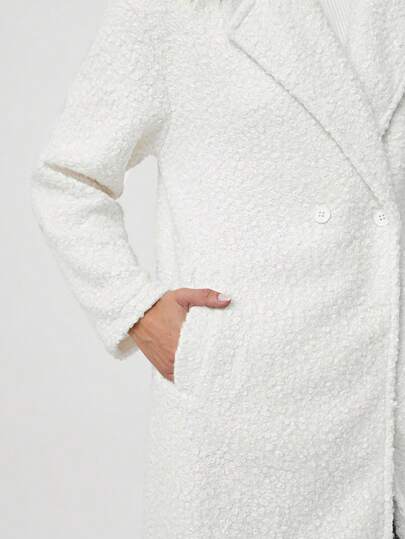 EZwear معطف أبيض نعومي للنساء