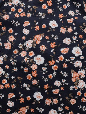 SHEIN Vintaside Kids معطف متوسط الطول بغطاء رأس سميك وفاخر بنمط الزهور الصغيرة المتناثرة بطراز قديم للفتيات ما بين الطفولة والمراهقة ، مناسب للخريف والشتاء