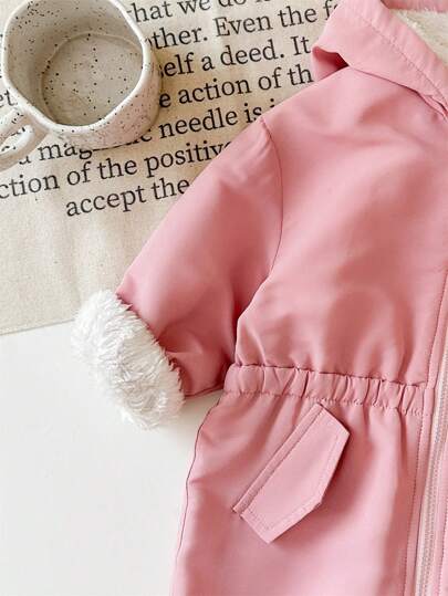 SHEIN جمبسوت قفز شتوية مبطنة للأطفال البنات للخارج ، خريف/شتاء