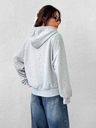 EZwear هودي نسائي طويل الأكمام بسحاب أمامي وجيوب، تصميم بسيط وكاجوال