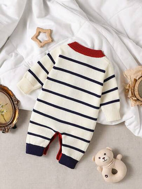 SHEIN Vintaside Kids رومبير كروشيه ملونة مخططة عصرية وناعمة للأطفال الرضع الصبيان