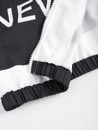 SHEIN جاكيت خارجية للأطفال عصرية طويلة الأكمام باللون الأسود، معطف خارجي لطيف للصبية، ضروري في فصل الخريف/الشتاء
