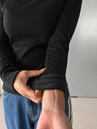 DAZY قميص تي شيرت نسائي كاجوال من الفليس ذو لون أحادي، مبطن بالفليس للخريف والشتاء
