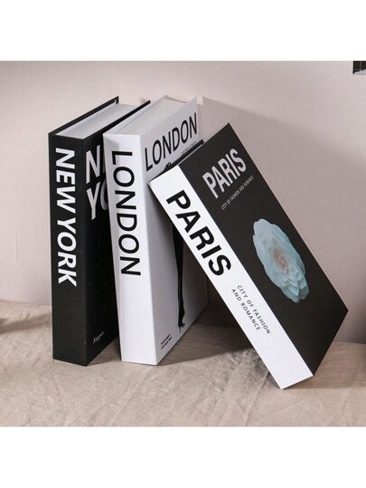 3/2/1 قطعة ، كتب وهمية ، كتب ديكورية ، كتب أزياء ، كتاب مطوي بأسماء مدن دولية. طراز منزلي أنيق، مناسب لعدة سيناريوهات (ديكور الغرفة، ديكور المنزل، ديكور غرفة النوم، ديكور غرفة المعيشة، ديكور المكتب، ديكور الحمام، ديكور المكتب، خزانة التلفزيون، الردهة، رف