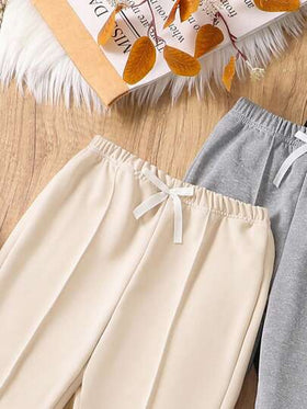 SHEIN 3قطع/مجموعة بنطلون سادة مرن الخصر ناعم لفتاة المراهقة لفصل الخريف