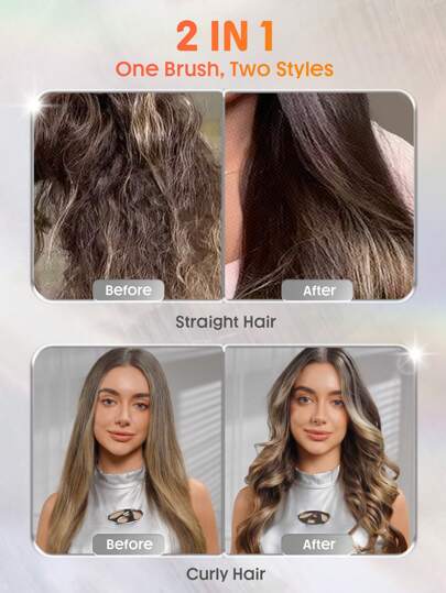 SHEGLAM HAIR فرشاة حرارية من It-Curl، فرشاة تجعيد الشعر 38 مم، فرشاة تكثيف ساخنة لتكثيف جذور الشعر وتجعيدات فضفاضة، فرشاة فرد أيونية، أسنان مشط مركبة مطورة حديثًا، وظيفة الأيونات السالبة، درجة حرارة بمستويين، العناية بالشعر دون إتلاف الشعر، فرشاة حرارية س