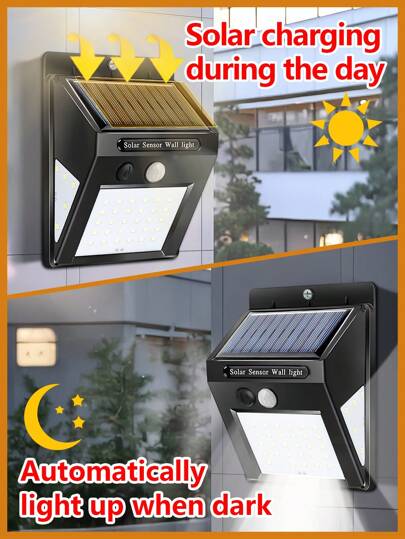 1/4 من إضاءات الحديقة الخارجية بطاقة الشمس مع خرزات LED 20/30/40/100/150، بقوة إضاءة 8000 لومن طوال الليل، 3 وضعيات إضاءة مع حساس حركة، زاوية إضاءة 270 درجة، مناسبة للحديقة الخارجية والفناء والمرآب والممرات والمسبح والمدرسة وغيرها
