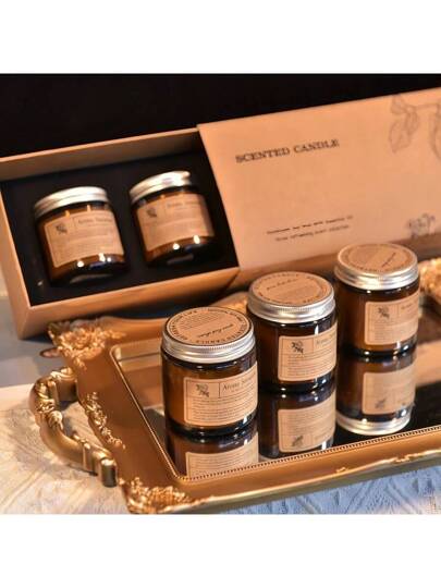 مجموعة 4 قطع / 3 مجموعات / صندوق و 1 مجموعة / صندوق من شموع العطور الرومانسية، عطر نباتي طبيعي خالي من الدخان، شموع عطرية من شمع الصويا الطبيعي، عطر طويل الأمد للاستخدام في الحمام والمنزل، عطر زهري غني، مناسبة للأعراس والهدايا التذكارية