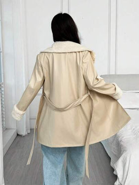 SHEIN EZwear معطف نسائي طويل منتظم فاتح اللون الخاكي متدلٍ