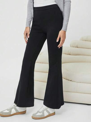 EZwear بنطلونات نسائية ذات لون واحد مع ساق واسعة للارتداء اليومي