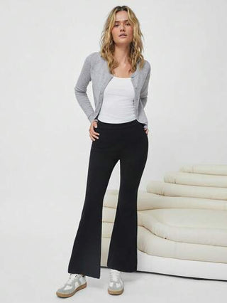 EZwear بنطلونات نسائية ذات لون واحد مع ساق واسعة للارتداء اليومي