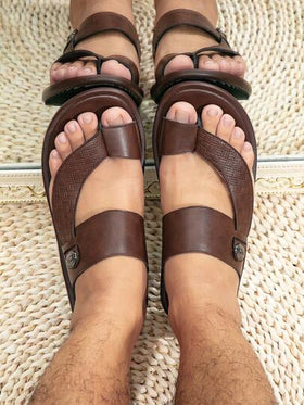 صندل شاطئ مسطح أنيق وكاجوال للرجال