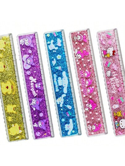 أدوات مكتبية ومدرسية Sanrio مسطرة موجة متعددة الوظائف قابلة للطي ذات تصميم متدرج الألوان مصنوعة من مواد سميكة ودائمة، أداة قياس محمولة مع علامات مقياس دقيقة وتصميم سهل القراءة، مناسبة للمدرسة والمكاتب والاستخدام المنزلي، لوازم مدرسية، العودة إلى المدرسة