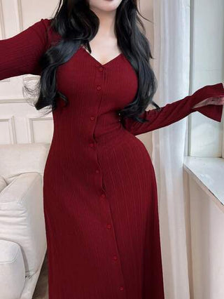 Feyla فستان طويل ضيق مناسب للمدينة والكاجوال للنساء باللون الأحمر