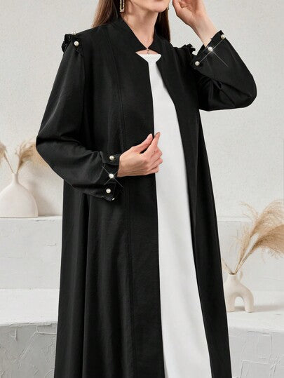 Al Najma عبائة نسائية مُتدنية الأكمام الطويلة على الطراز العربي ذات تصميم بكحل مزين بخرز صناعي