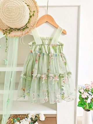فساتين بيبي Glamorique Kids فستان حفلة أنيق وفاخر مطرز بالزهور من التل المنسوج للرضع والأطفال الصغار، مناسب للخروجات والحفلات وأعياد الميلاد والمناسبات الرسمية والمهرجانات