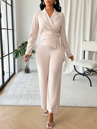 Lady بدلة قطعة واحدة للنساء بتصميم غير متماثل مع طوق رهان للارتداء في المكتب والتنقل، بدلة قطعة واحدة للسيدات بلون المشمش