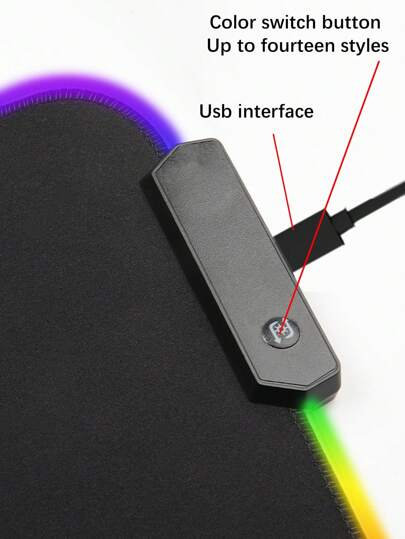 حصيرة لعب RGB مضيئة بإضاءة LED خلفية للماوس، باللون الأسود، مع شريط إضاءة، مناسبة للكمبيوتر المحمول، والمكتب