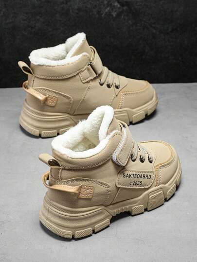 بوت خارجية دافئة للأطفال بحشوة شتوية معزولة حرارياً وذات تصميم كاجوال عصري