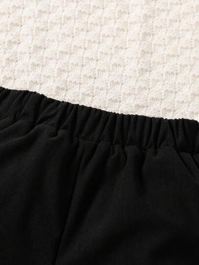 SHEIN سراويل كاجوال مبطنة ببطانة حرارية للأولاد، مريحة للارتداء في فصل الشتاء