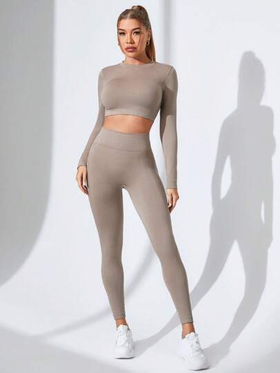 Seamluxe SHEIN Sport مجموعة ملابس رياضية للنساء مناسبة للياقة البدنية والعدو والجيم والنشاطات الرياضية المختلفة