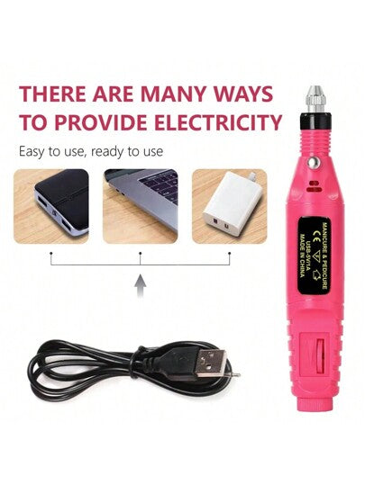جهاز تنظيف الأظافر الكهربائي المحمول، يعمل بالطاقة من منفذ USB، طقم ملف أظافر كهربائي احترافي، مناسب للأظافر الأكريليك والجل - تنظيف وتلميع سهل - أداة عناية بالأظافر فعالة وسهلة الاستخدام، أداة تلميع وتشكيل الأظافر، مناسبة للاستخدام المنزلي والصالون، ل...