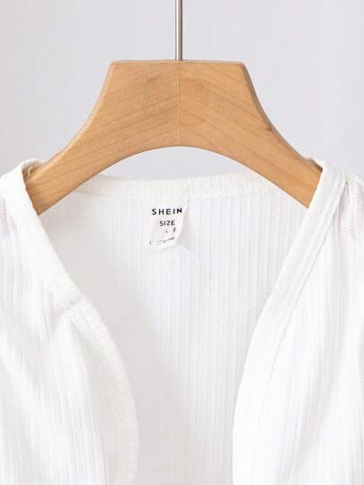 SHEIN بنطلون صغيرة 1 قطعة، جاكيت محصور ذو أكمام مجعدة مفتوح الأمام، مريح ومتعدد الاستخدامات، مناسب للخريف والربيع والصيف، لأعمار 4-7 سنوات، مثالي للخروجات والمدرسة والمنزل والعطلات والسفر، رائع للارتداء اليومي والكاجوال، تطابق الأخت والأم والابنة