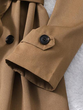SHEIN معطف خندق أنيق وكاجوال متوسط الطول مع طوق للمراهقات، بلون الخردل