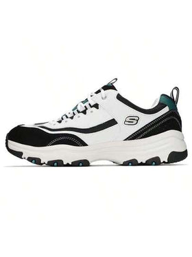 Skechers أحذية رياضية رباط رجالية D'LITES 1.0، بتصميم باندا، ذات نعل ناعم ومريح، منخفضة الرقبة، خفيفة الوزن، ماصة للصدمات، مناسبة للسفر والتنقل والارتداء اليومي.-WBK