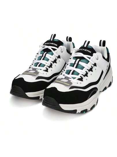 Skechers أحذية رياضية رباط رجالية D'LITES 1.0، بتصميم باندا، ذات نعل ناعم ومريح، منخفضة الرقبة، خفيفة الوزن، ماصة للصدمات، مناسبة للسفر والتنقل والارتداء اليومي.-WBK